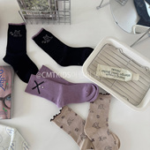 儿童纯棉木耳边松口无骨中筒袜女童花边棉袜韩版 3双装 秋季 童袜子