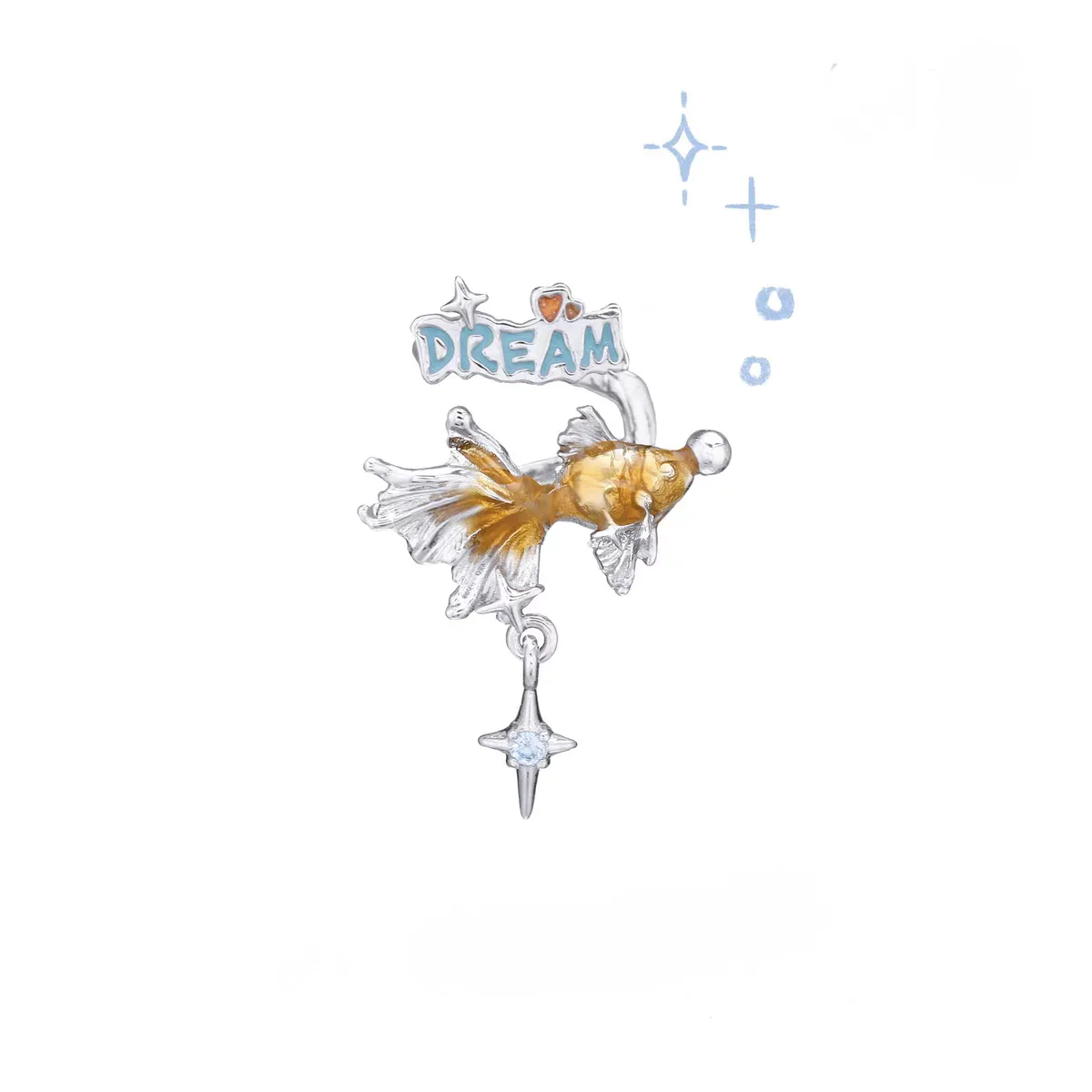 新款梦核金鱼无耳洞鱼尾耳夹高级感耳骨夹甜酷耳挂耳饰小众设计感