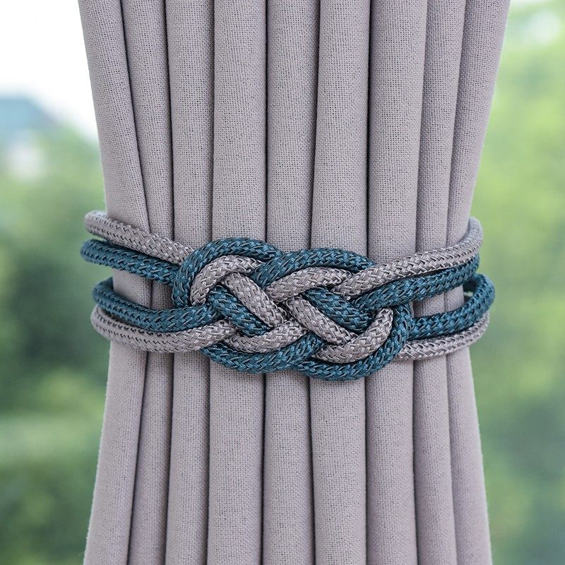 窗帘绑带双色结绑饰一对装窗帘绑绳磁力扣窗帘扣挂环配件收纳绳子