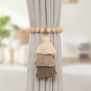 窗帘绑带手工环保磁吸免打孔木球扎束带收纳绳窗帘饰品绑绳一对装