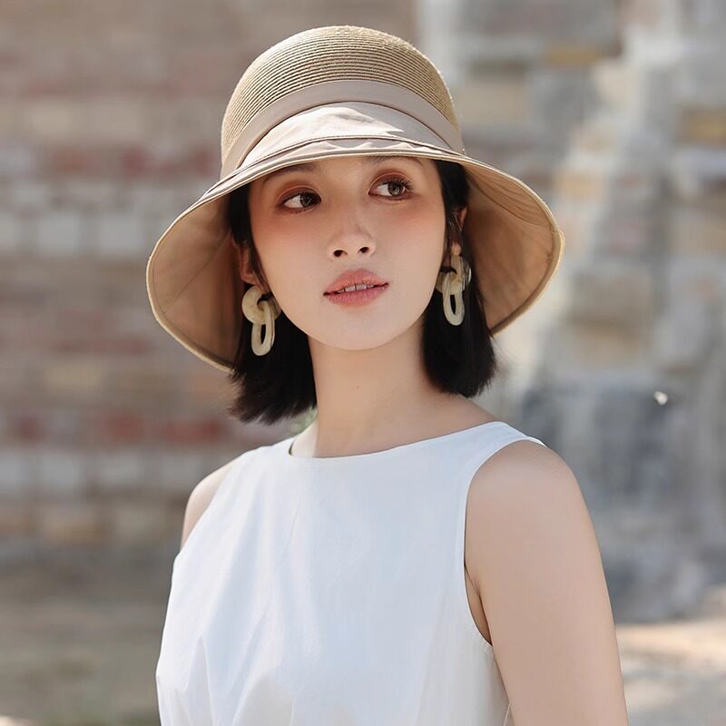2025款大檐渔夫帽女夏季防晒防紫外线遮阳太阳帽子时尚百搭布草帽