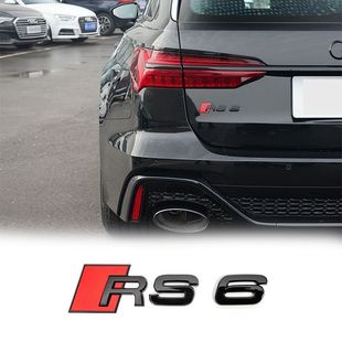 尾标侧标 适用奥迪改装 车标S6 RS6 RSQ6黑武士前后四环标贴原车款