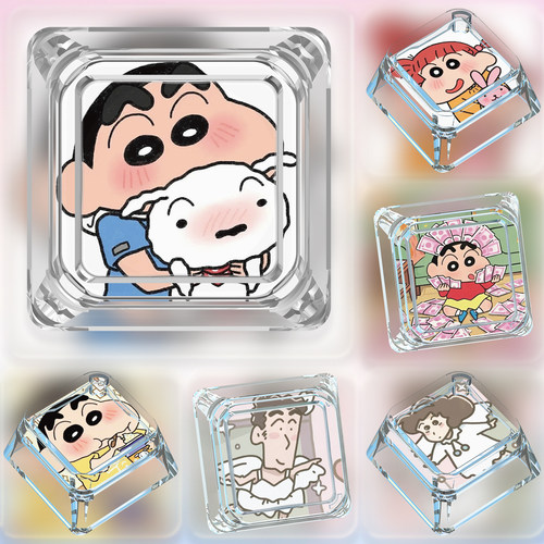 蜡笔小新键帽单个卡通可爱动漫客制机械键盘十字轴透明键帽挂件