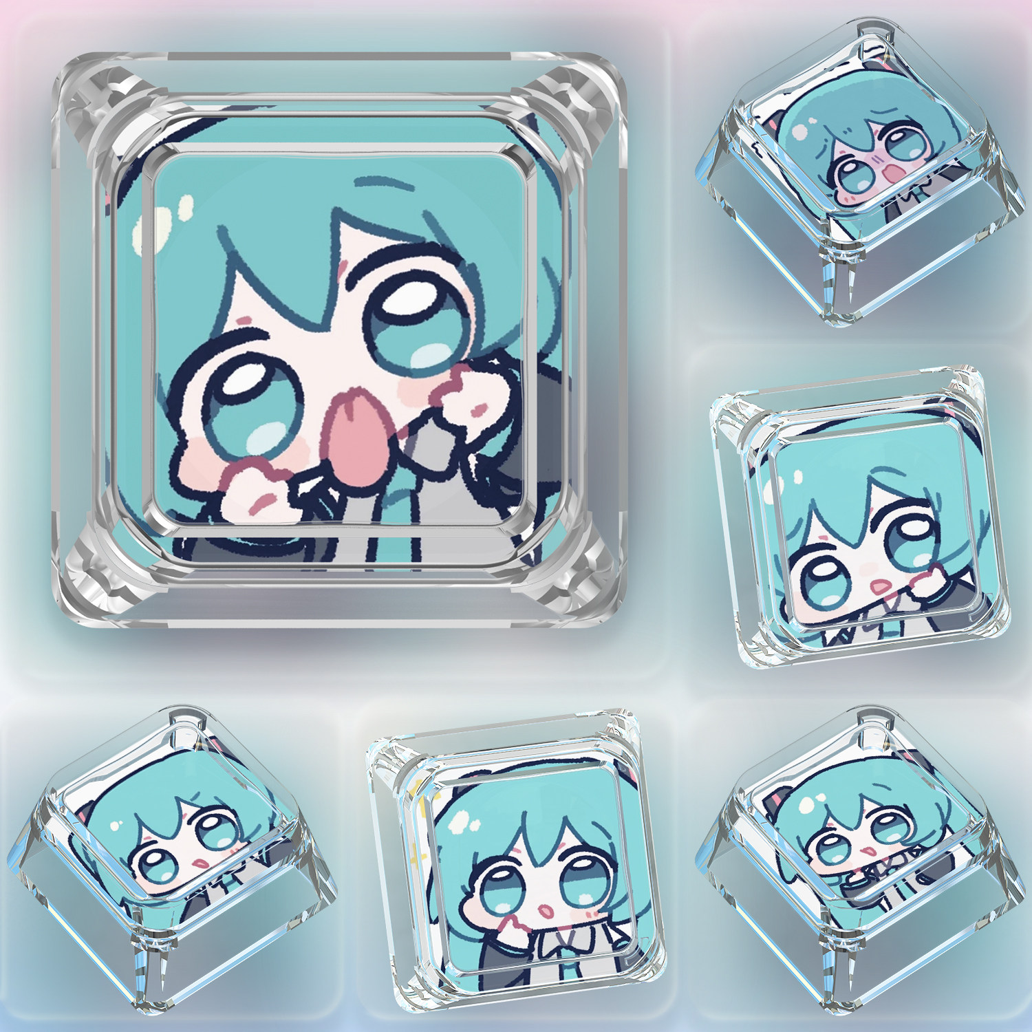 初音未来卡通十字轴客制键盘键帽图片