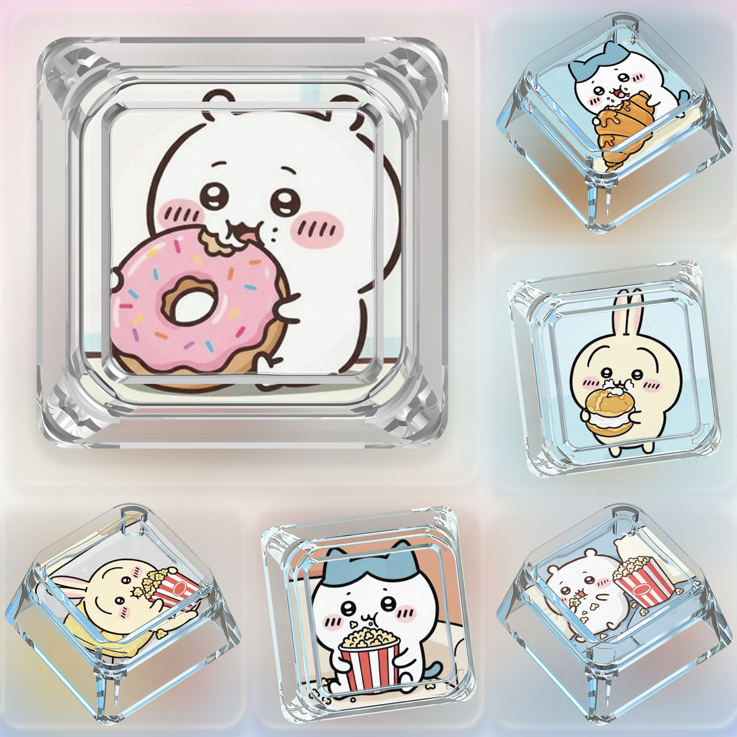 甜甜圈吉伊键帽单个卡通可爱十字轴客制吉伊卡哇机械键盘创意键帽