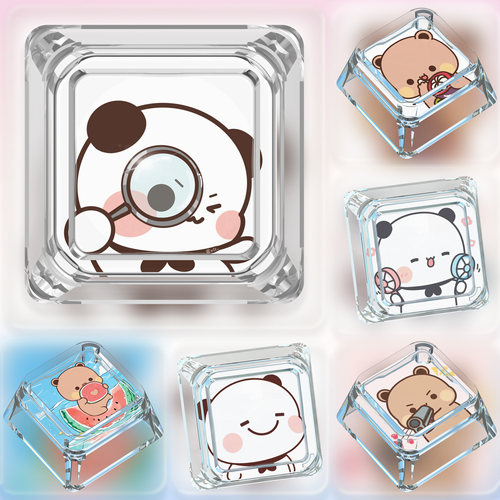 一二布布个性表情包透明键帽可爱wooting夜魔机械键盘单个