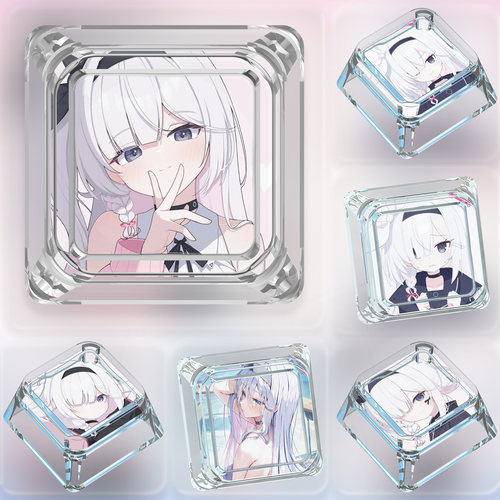 键帽单个卡通可爱Q版蔚蓝档案普拉娜十字轴机械键盘透明键帽挂件