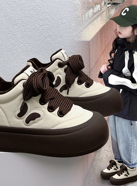 ABC defier女童运动鞋加绒二棉面包鞋秋冬小女孩保暖棉鞋厚底板鞋