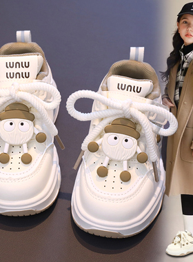 ABC defier女童鞋白色运动鞋2025秋款儿童板鞋小学生皮面防滑单鞋