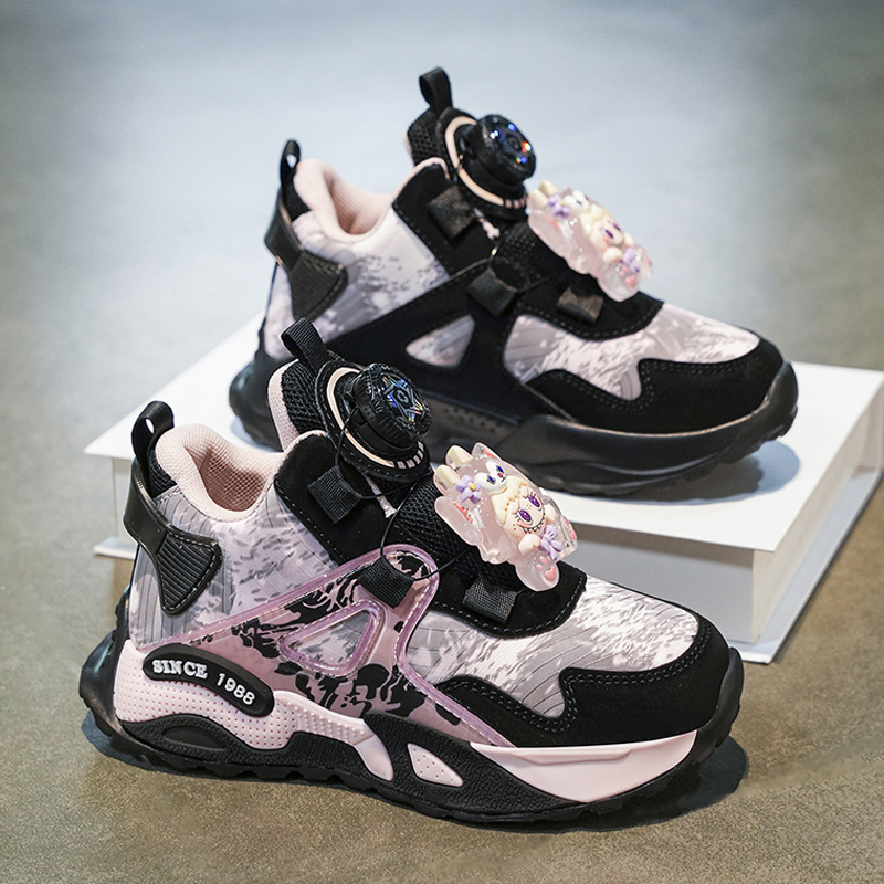 拉布布女童鞋子2025秋冬新款儿童防滑运动鞋中大童加绒老爹鞋棉鞋