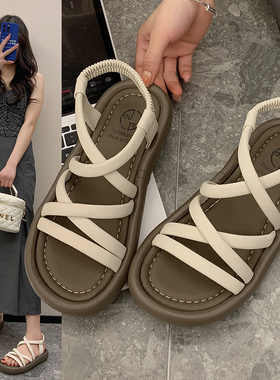 ABC defier凉鞋女童鞋夏季2025百搭平底凉鞋罗马鞋中大童沙滩鞋潮