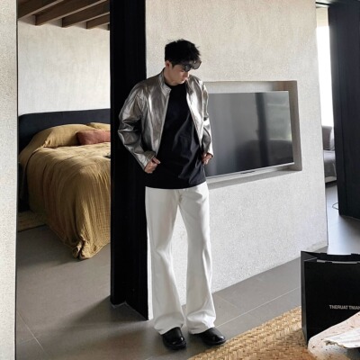 白色微喇休闲夏季高街微喇牛仔裤