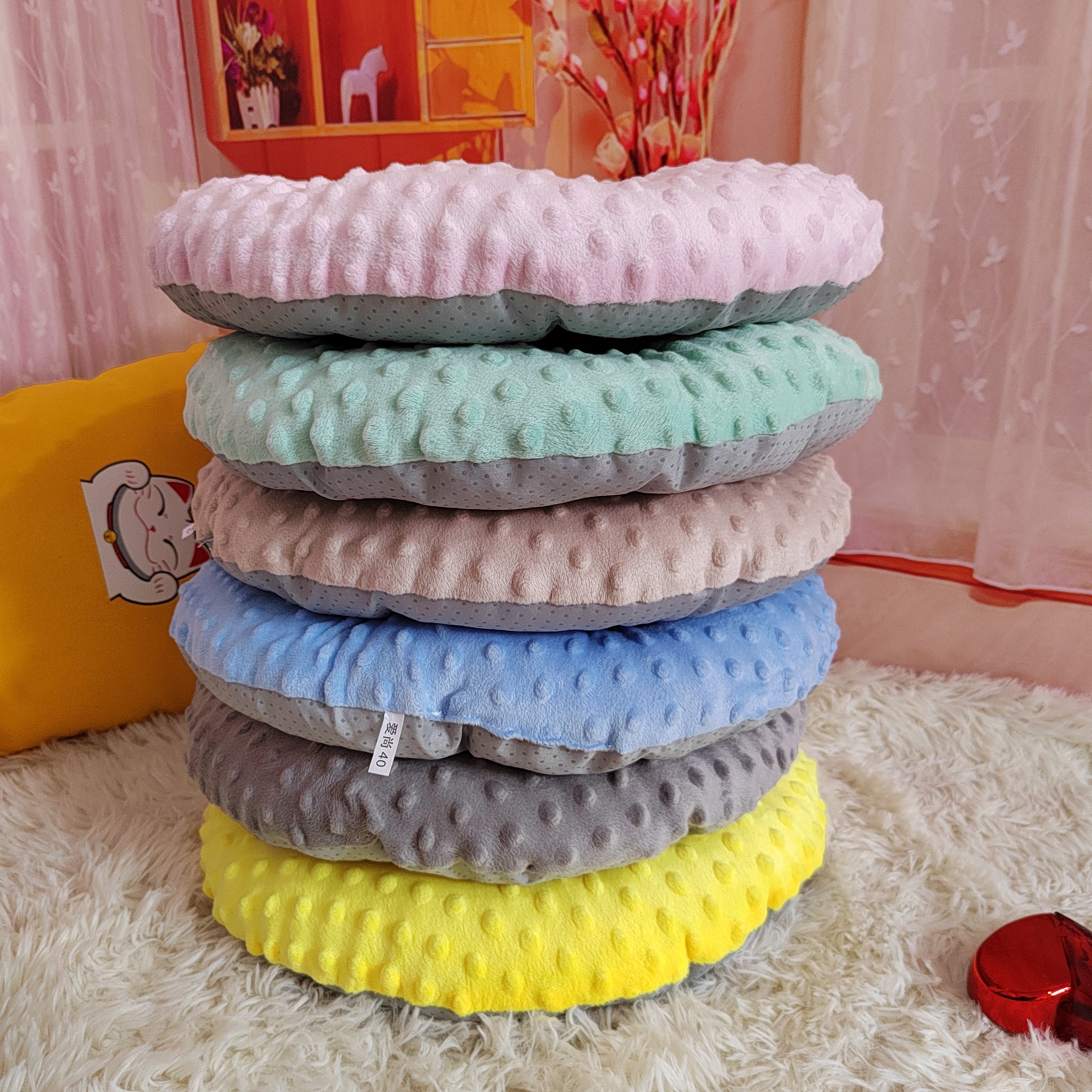 新款豆豆按摩坐垫马卡龙色舒适加厚椅子坐椅垫学生教室久坐办公室