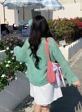 DEMA小德玛婴驼毛羊毛针织开衫女2025春夏款开衫毛衣宽松显瘦上衣