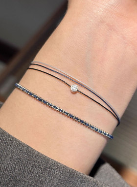 HOUHOU3绳系巴黎圆钻红绳手链