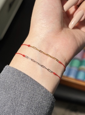 HOUHOU本命年925银法国红绳编制珠珠手链女情侣闺蜜幸运送礼物ins