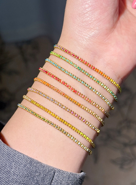 本命年18K小红绳彩虹色手链