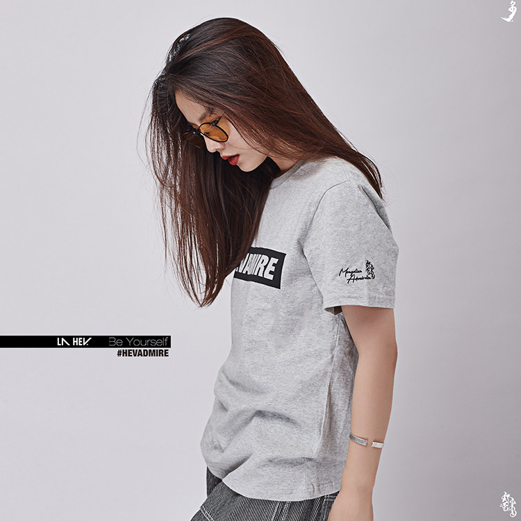 lahev纯棉印花骨骼图案设计T恤黑白灰三色五个尺码肩胛骨