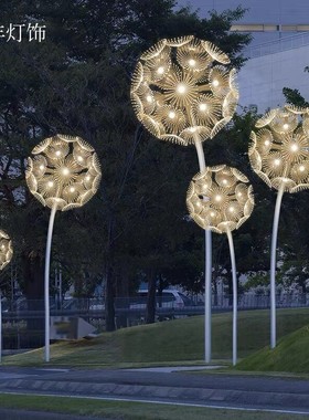 led仿真蒲公英灯户外防水光纤芦苇灯园林亮化工程景观插地草坪灯