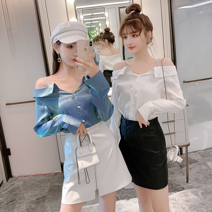 2019新款秋装小心机性感气质女衬衫39.98元包邮