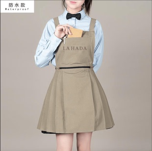 韩版时尚防水围裙logo印字餐饮专用工作服女时尚厨房防油污罩衣