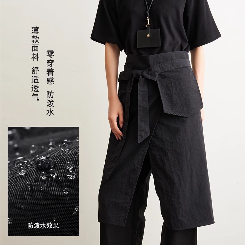 爆款日式围裙女半身长款围裙男咖啡奶茶店工作服餐饮专用围腰印字