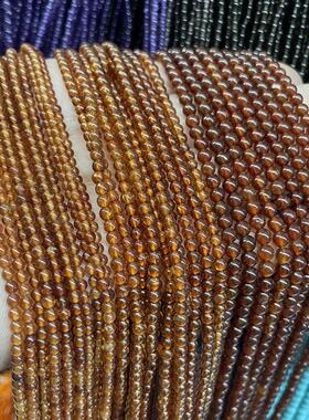 DIY半成品配件 橙色石榴石2/3/4mm圆珠手工串珠手链发饰流苏隔珠