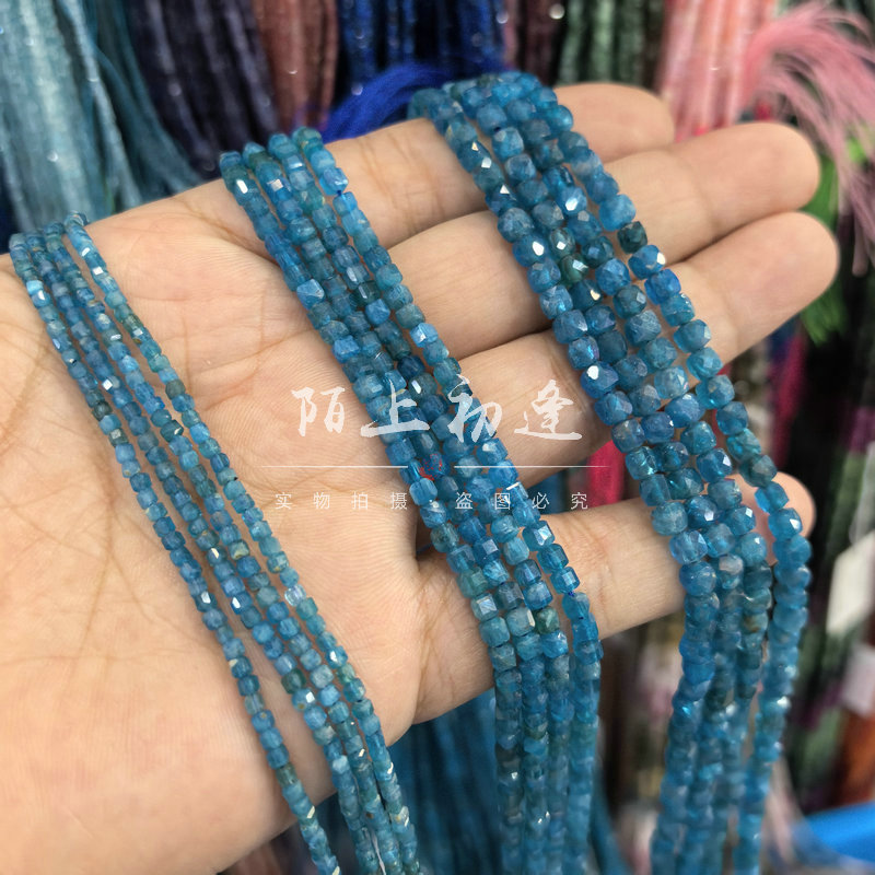 天然磷灰石切面方糖散珠半成品diy手链项链串珠手工饰品配件材料