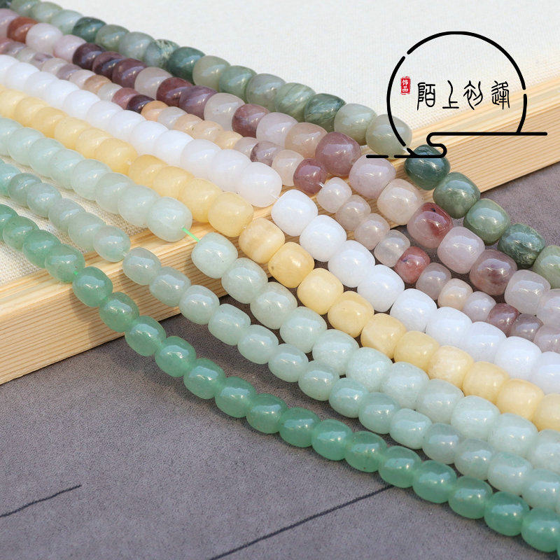 紫罗兰绿东陵白玉苹果圆水晶隔珠桶珠配件 diy佛珠文玩手串配珠