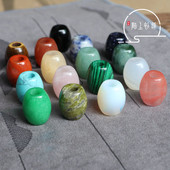 天然水晶玛瑙玉石16 18mm米形桶珠 5mm大孔径隔珠diy手工编织材料