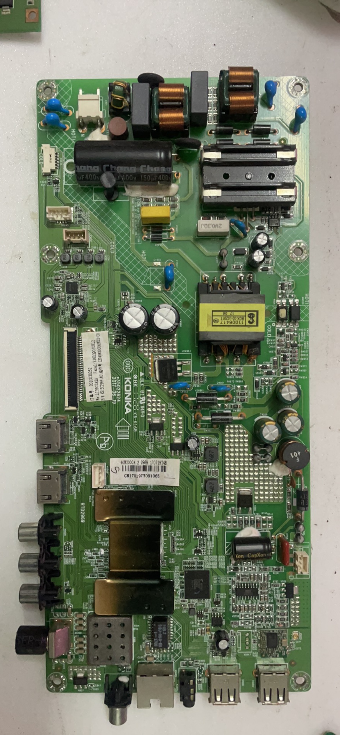 电源光耦坏！康佳LED40M2000A主板35022624屏LC390TA不退货无修过