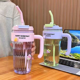 夏季双饮大容量水杯耐高温女生办公室带把柄咖啡杯时尚奶茶花茶杯