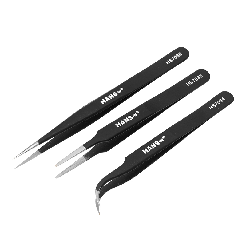 汉斯 防静电镊子不锈钢镊子挑毛工具 不锈钢燕窝挑毛夹子镊子