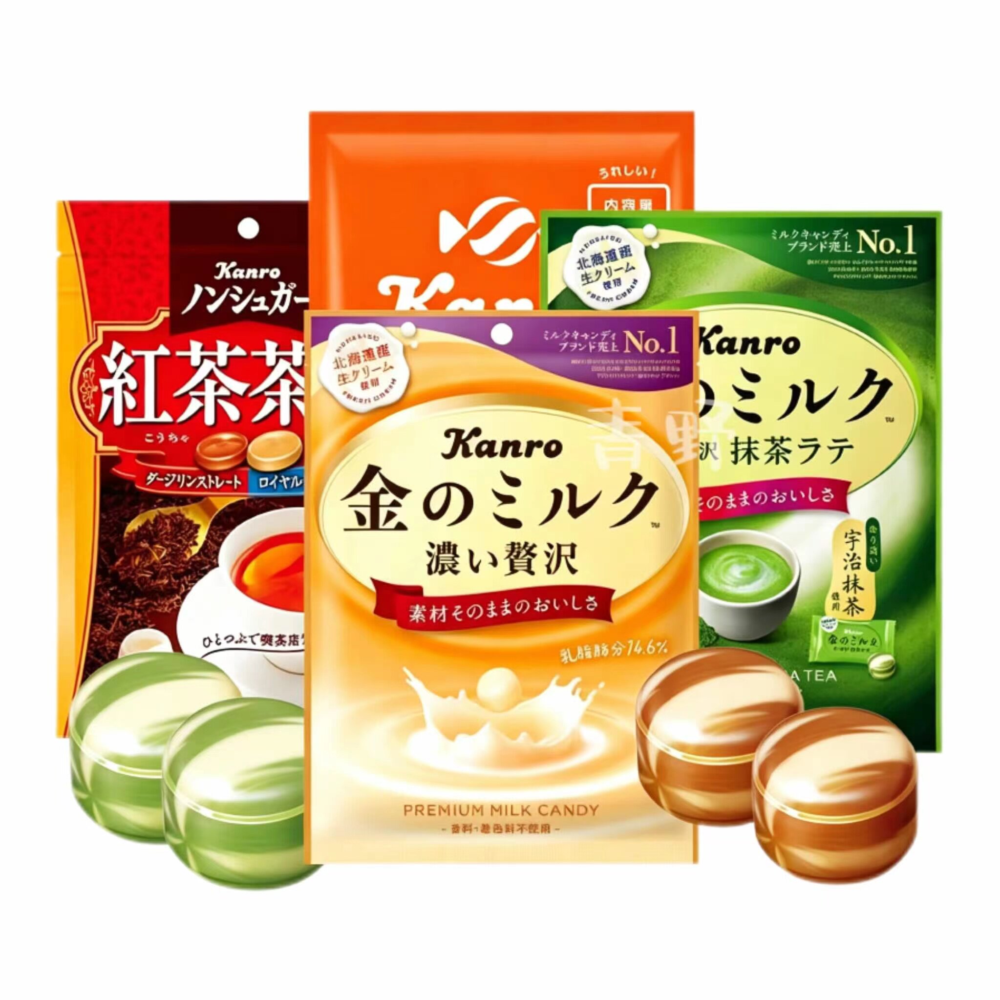 日本直邮Kanro甘乐牛奶糖清凉糖抹茶红茶咖啡味双拼盐糖硬糖零食