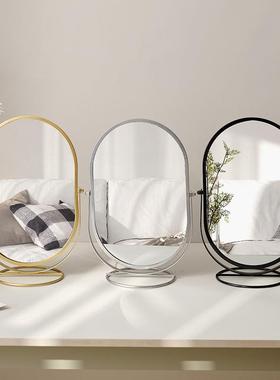 梳妆台化妆镜学生宿舍桌面梳妆镜网红美妆镜子公寓台式翻转补妆镜