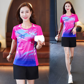 短裤 比赛训练服短袖 健身休闲两件套 女新款 啄木鸟冰丝速干运动套装