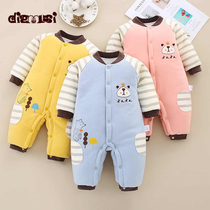 秋冬加厚婴儿棉衣男女宝宝连体衣