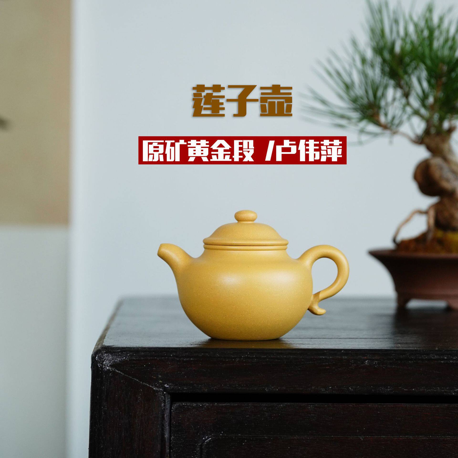 宜兴名家卢伟萍手制黄金段莲子紫砂壶持壶证书茶具招代发货