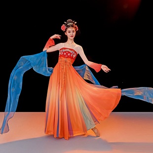 大唐夜宴舞蹈服同款汉唐双面燕洵古典舞连衣裙演出服女飘逸中国风