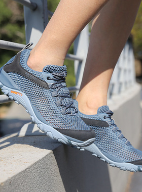 悍途户外登山鞋男夏季网面透气系带吸汗低帮旅游鞋速干防滑徒步鞋