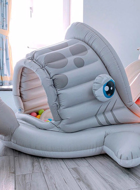 鲨鱼儿童海洋球池充气城堡婴儿游泳池围栏室内波波池家用宝宝玩具