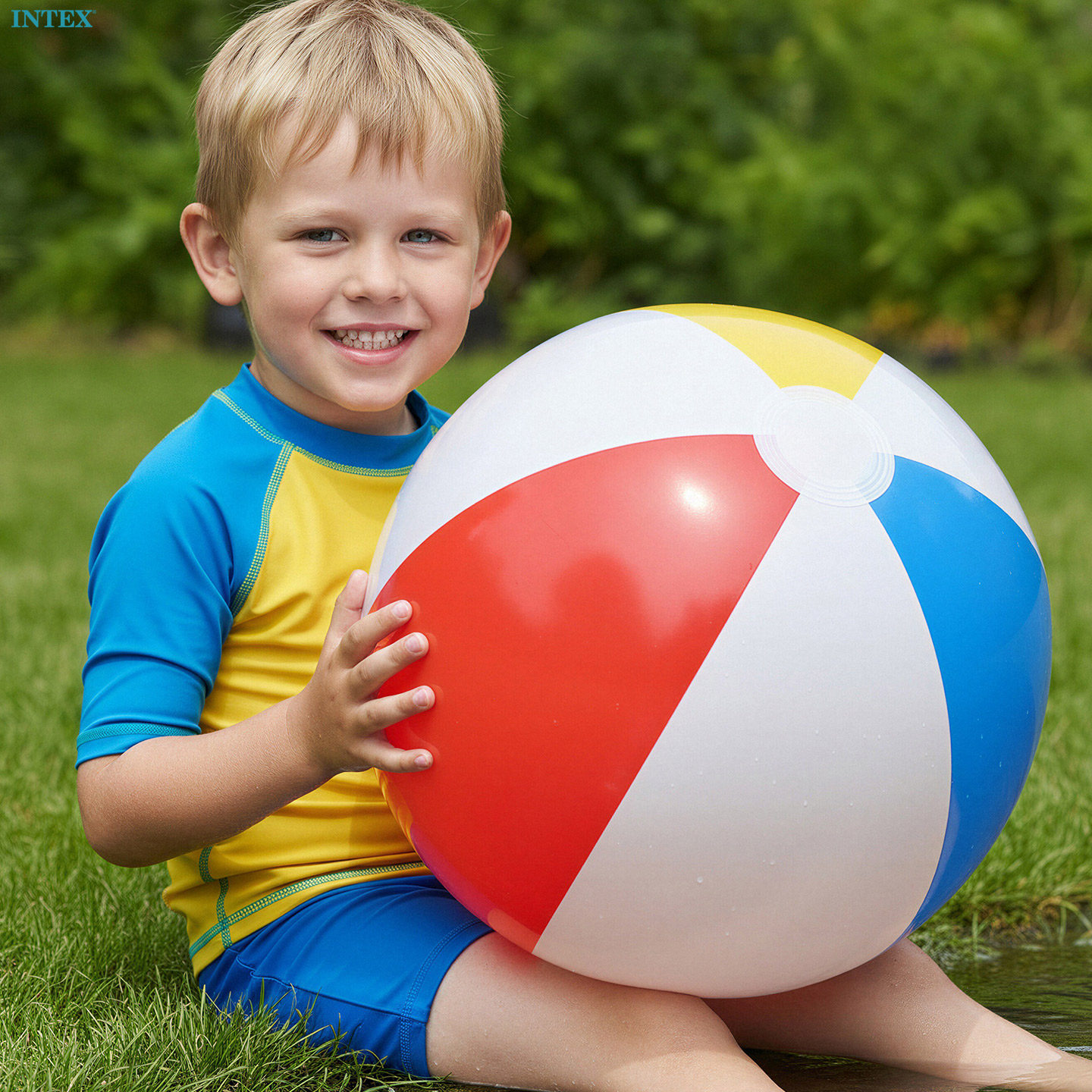 INTEX充气沙滩球儿童水球游泳池漂浮玩具大球气球宝宝水上大排球