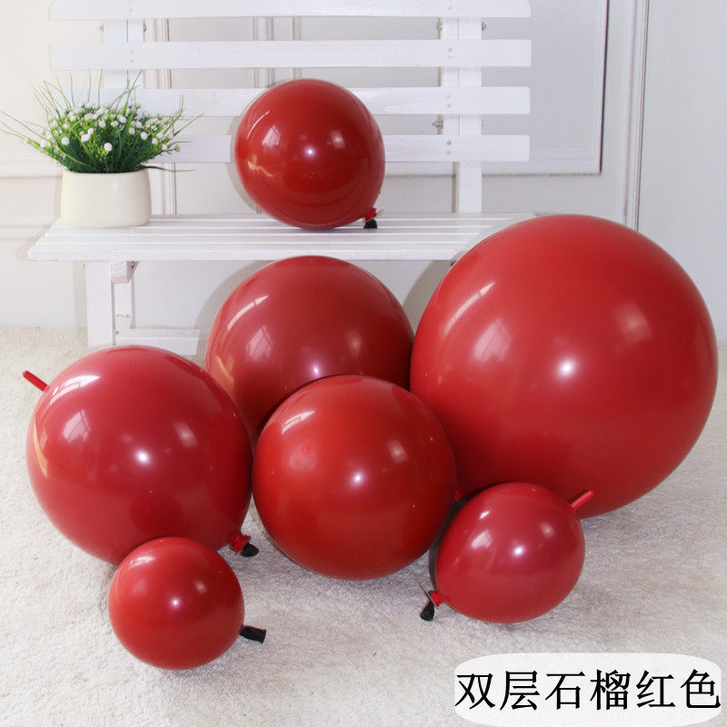 石榴红气球5 10 12 18寸双层宝石红小大球婚庆浪漫婚礼房装饰布置