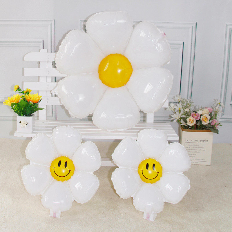 网红INS风小雏菊 异形铝膜气球太阳花朵笑脸生日派对装饰布置汽球