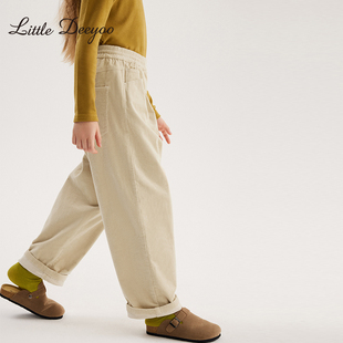 【特价】女童灯芯绒秋冬装裤子2025新款条绒加绒直筒裤纯棉加厚