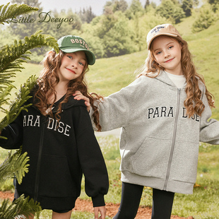 女童外套春春款2026新款中大童洋气儿童春季女孩运动卫衣上衣春装