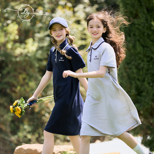 女童Polo连衣裙夏季学院风大童初中生洋气裙子2026夏装新款校服裙