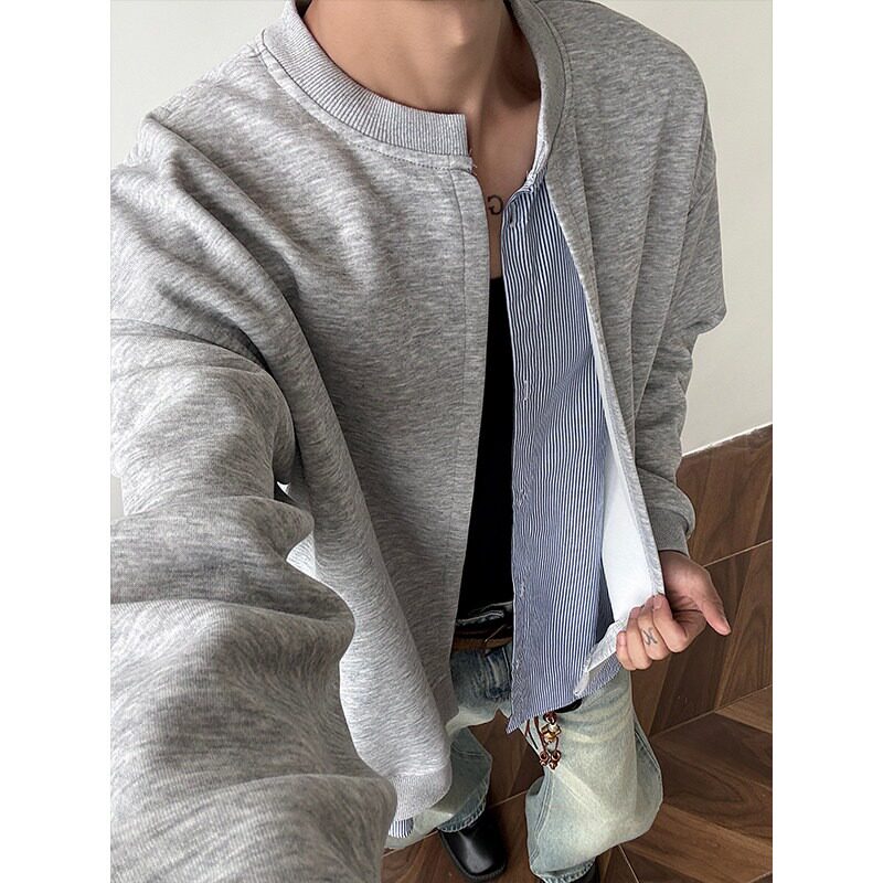889W卫衣5055潮流拼接男大码高级假两件条纹感