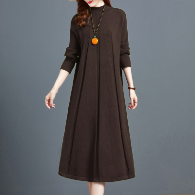 针织羊毛衫过膝毛衣裙