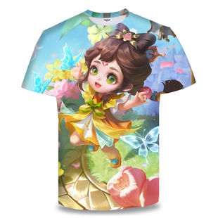 王者荣耀蔡文姬花朝如约游戏衣服男女装短袖t恤学生青少年cos上衣